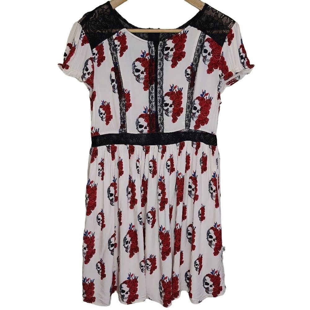 Royal Bones Rose and Skull Gothic Print Dress